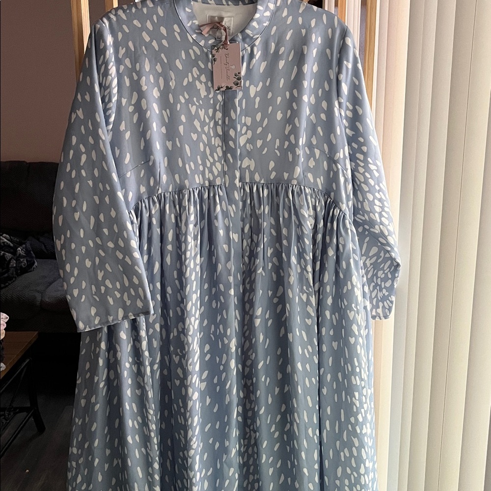 Dainty Jewells Blue and White Midi Dress